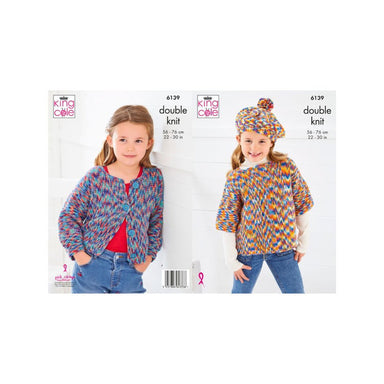 King Cole Pattern 6139 Kids Cardigan, Top and Beret in Jitterbug DK