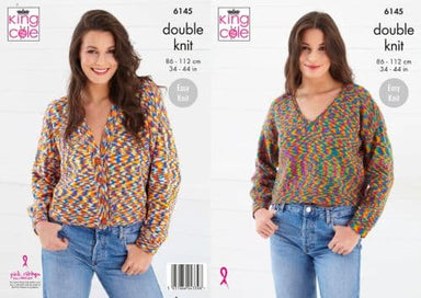 King Cole Pattern 6145 Sweater & Cardigan in Jitterbug DK