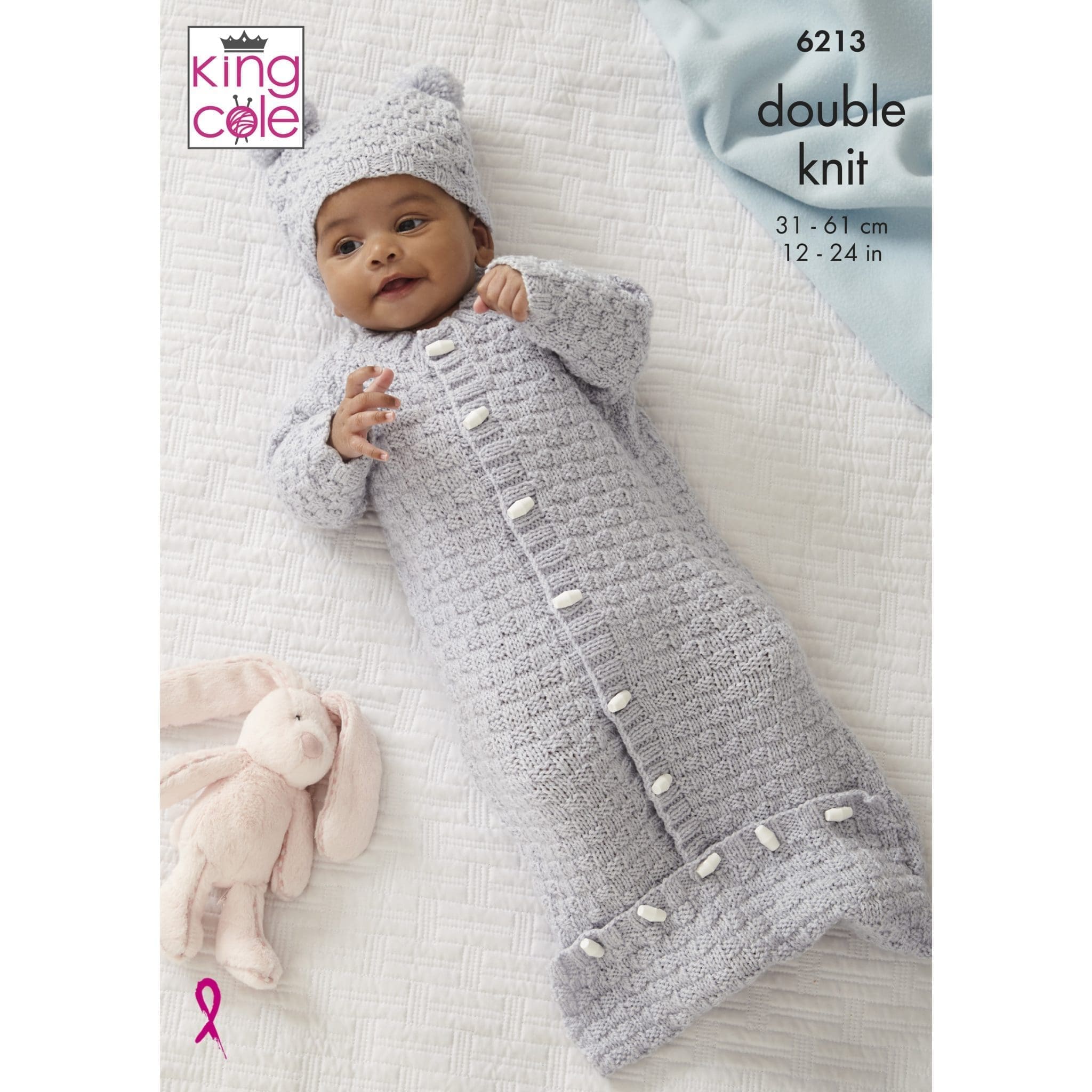 King Cole Pattern 6213 Babies Sweater, Jacket, Sleeping Bag and Hat in DK