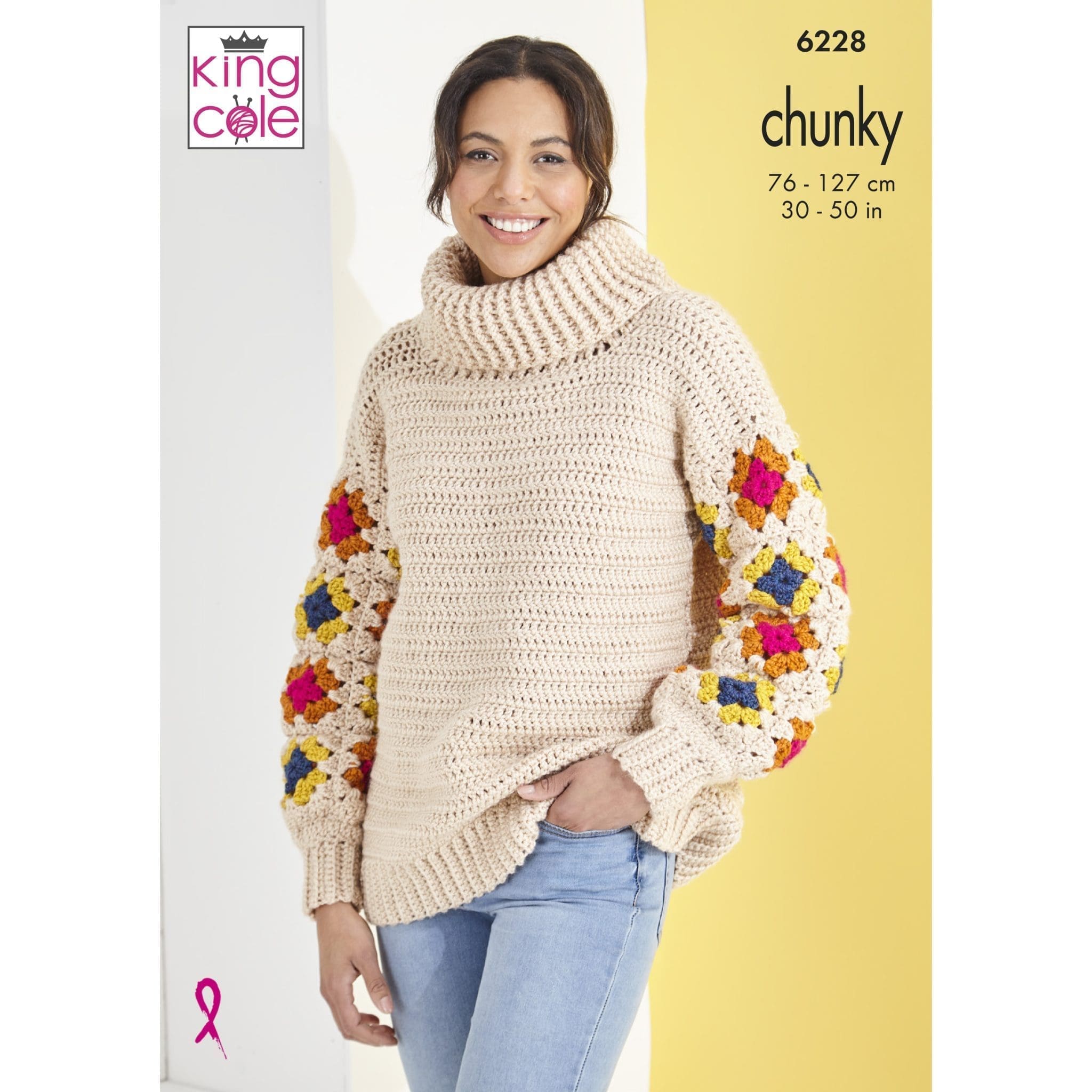 King Cole Pattern 6228 Crocheted Sassy Sleeve Jumpers