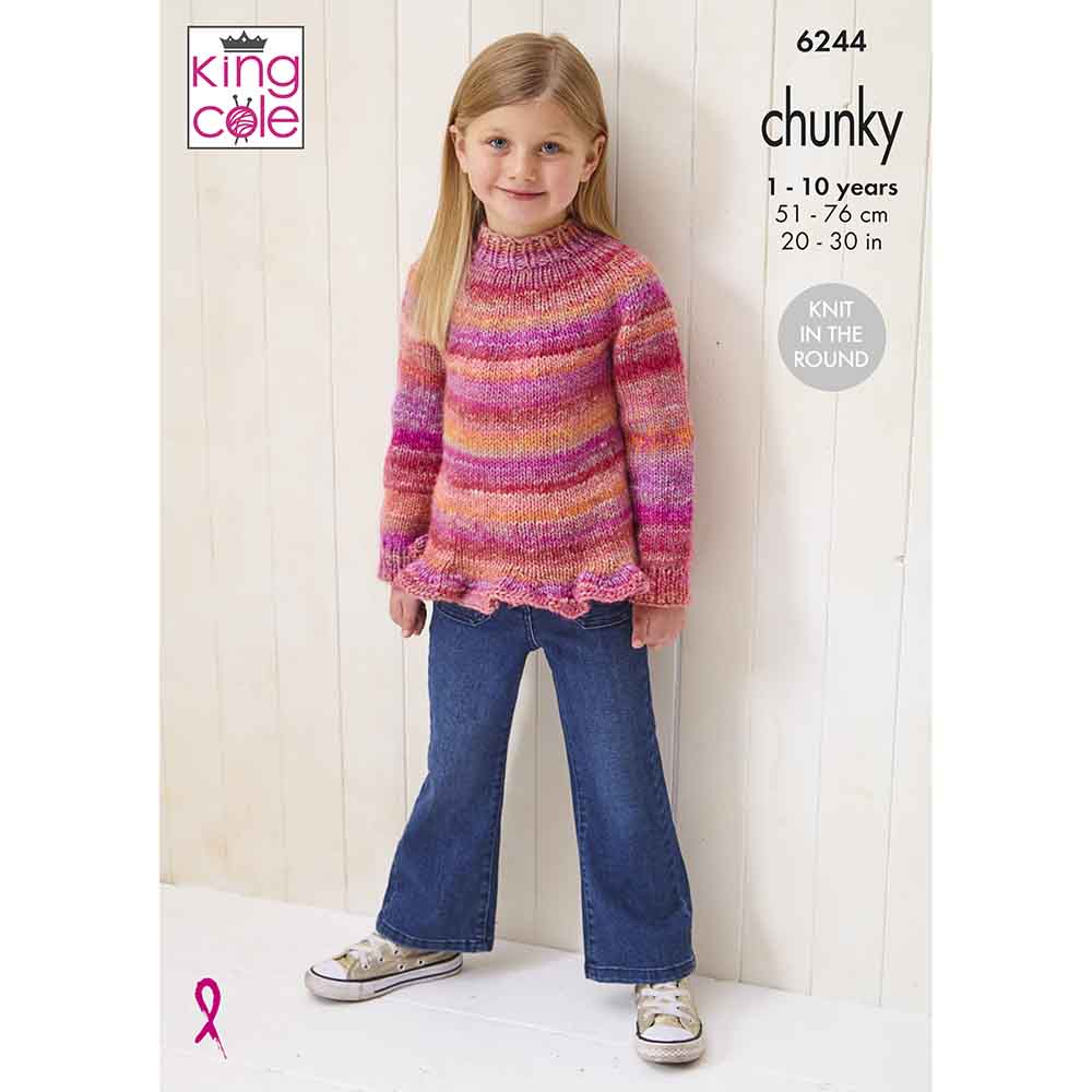 King Cole Pattern 6244 Children's Sweaters in Cottagespun Chunky