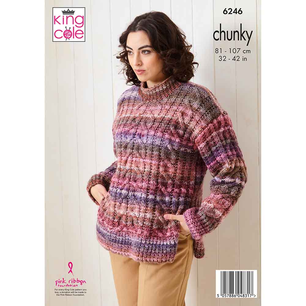 King Cole Pattern 6246 Sweater & Cardigan in Cottagespun Chunky
