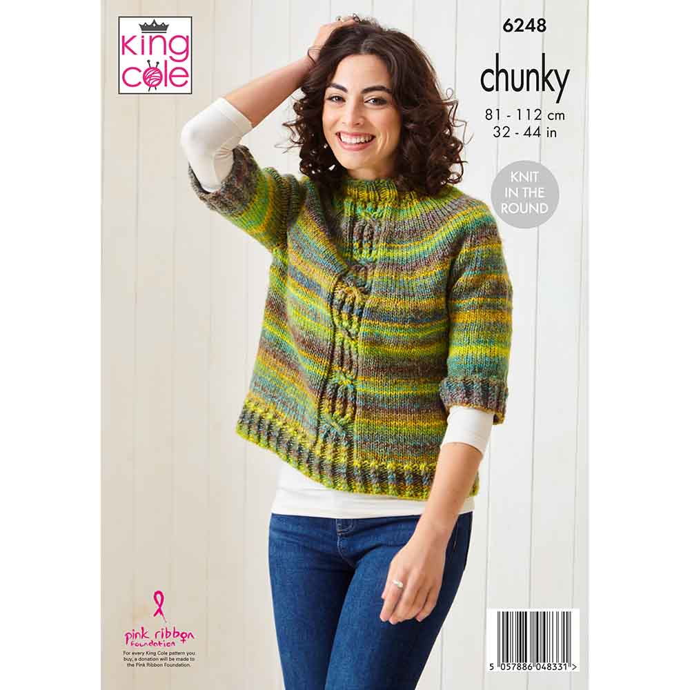 King Cole Pattern 6248 Sweater and Cardigan in Cottagespun Chunky