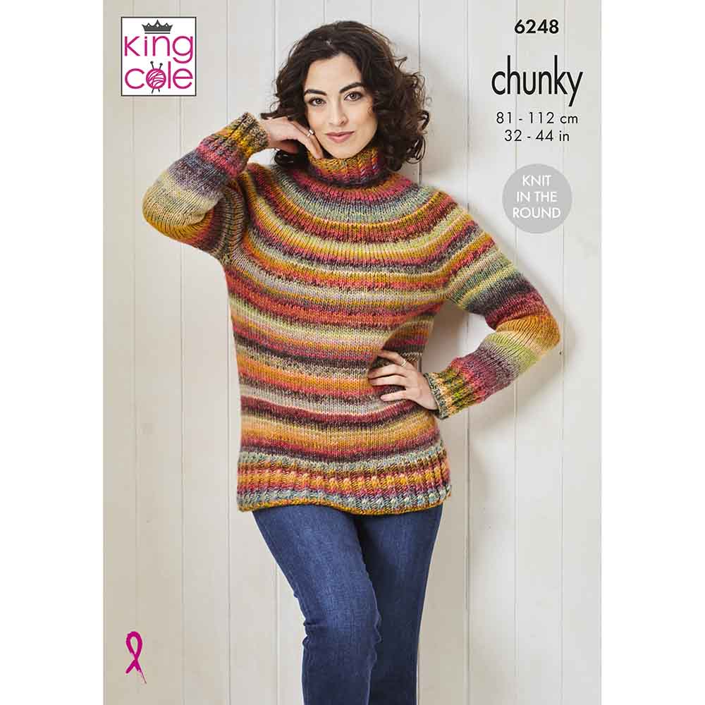 King Cole Pattern 6248 Sweater and Cardigan in Cottagespun Chunky
