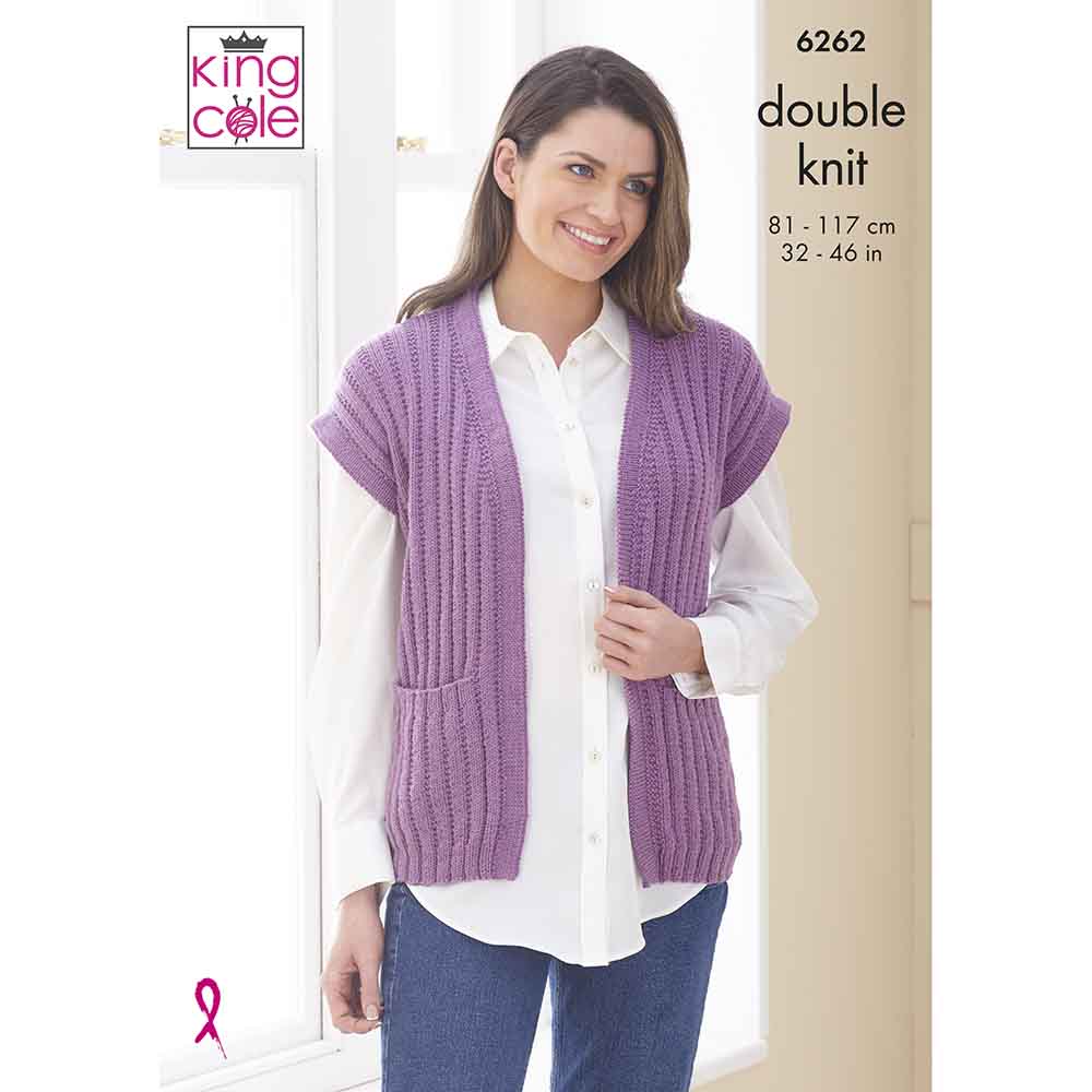 King Cole Pattern 6262 Sweater and Sleeveless Jacket in Orchard DK