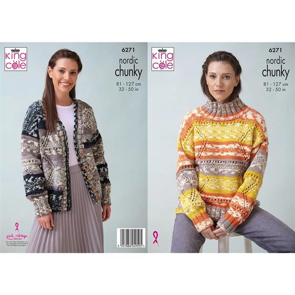 King Cole Pattern 6271 Ladies cardigan & Sweater in Chunky