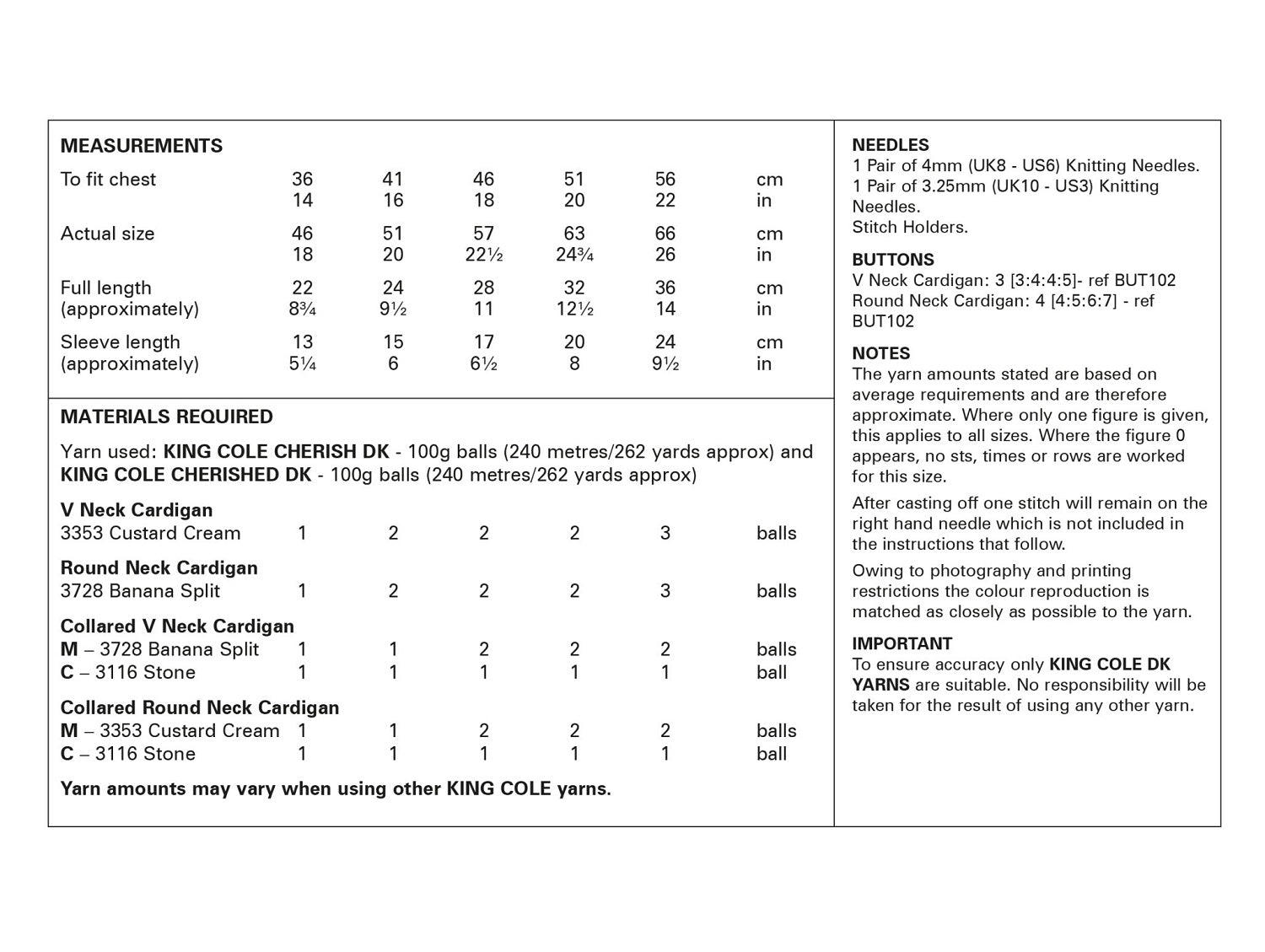 King Cole Pattern 6287 Baby Cardigans in 4 Designs in DK