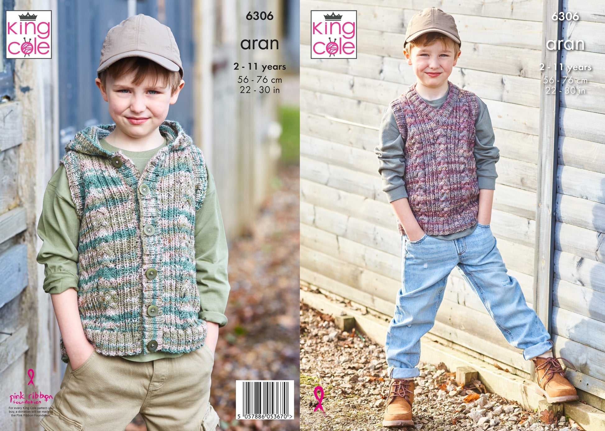 King Cole Pattern 6306 Children's Tank and Waistcoat in King Cole Homespun Prism Aran