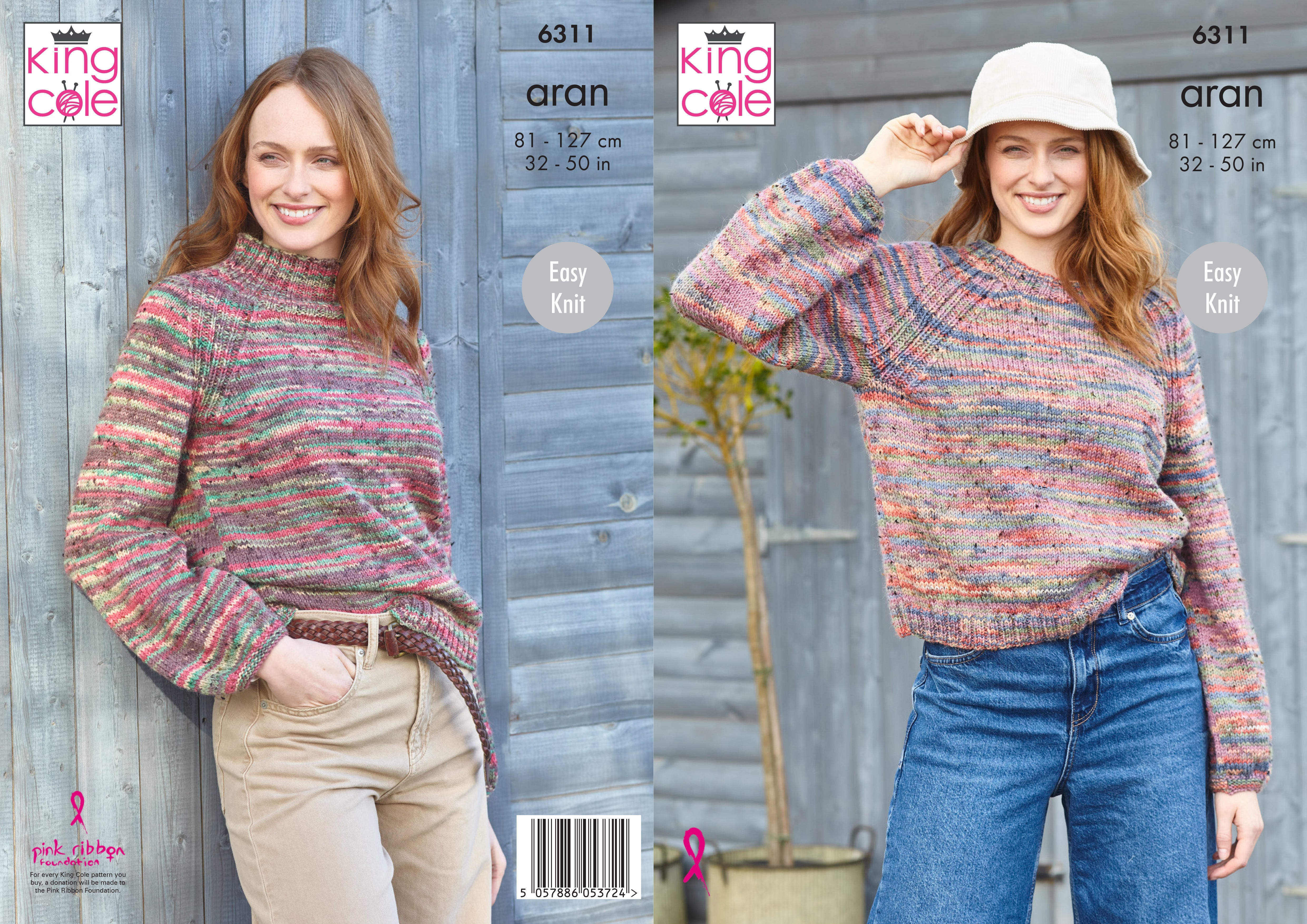 King Cole Pattern 6311 Ladies Sweaters in Homespun Prism Aran