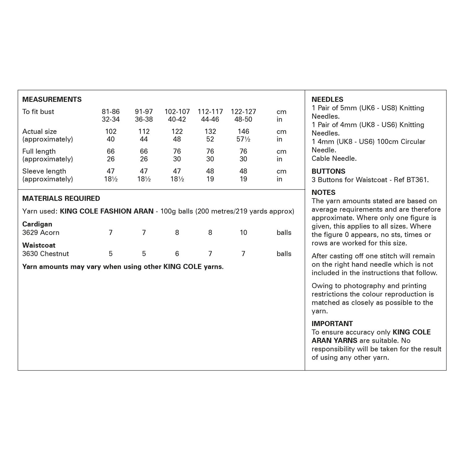 King Cole Pattern 6340 Ladies Cardigan & Waistcoat in Aran