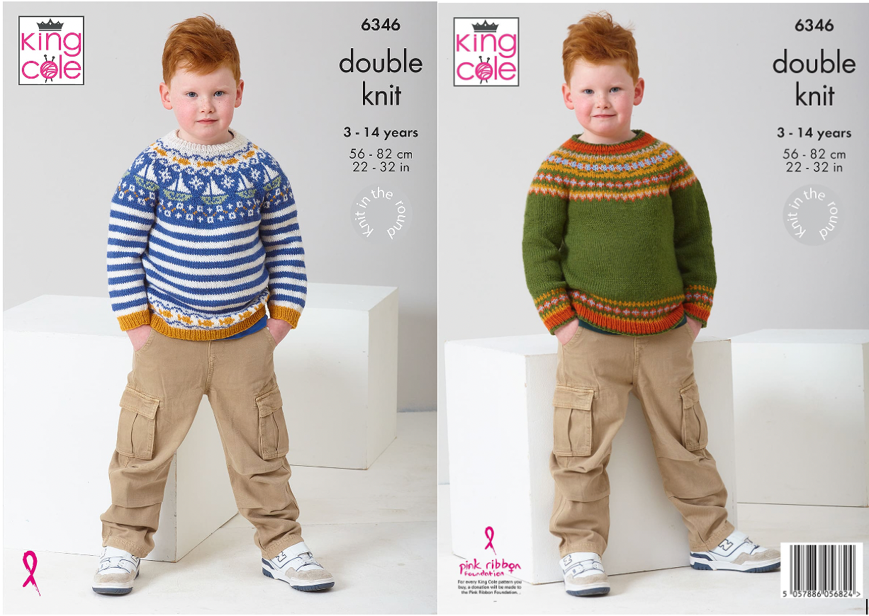 King Cole Pattern 6346 Fairisle Sweaters in DK