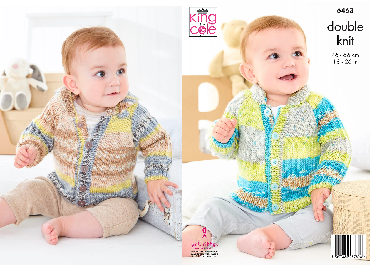King Cole Pattern 6463 Jackets Knit in Fjord Baby DK