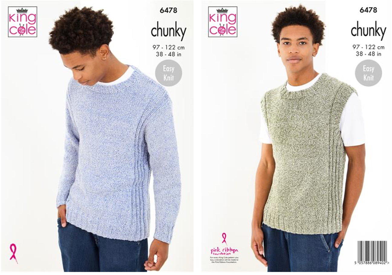 King Cole Pattern 6478 Sweater and Slipover in Chunky