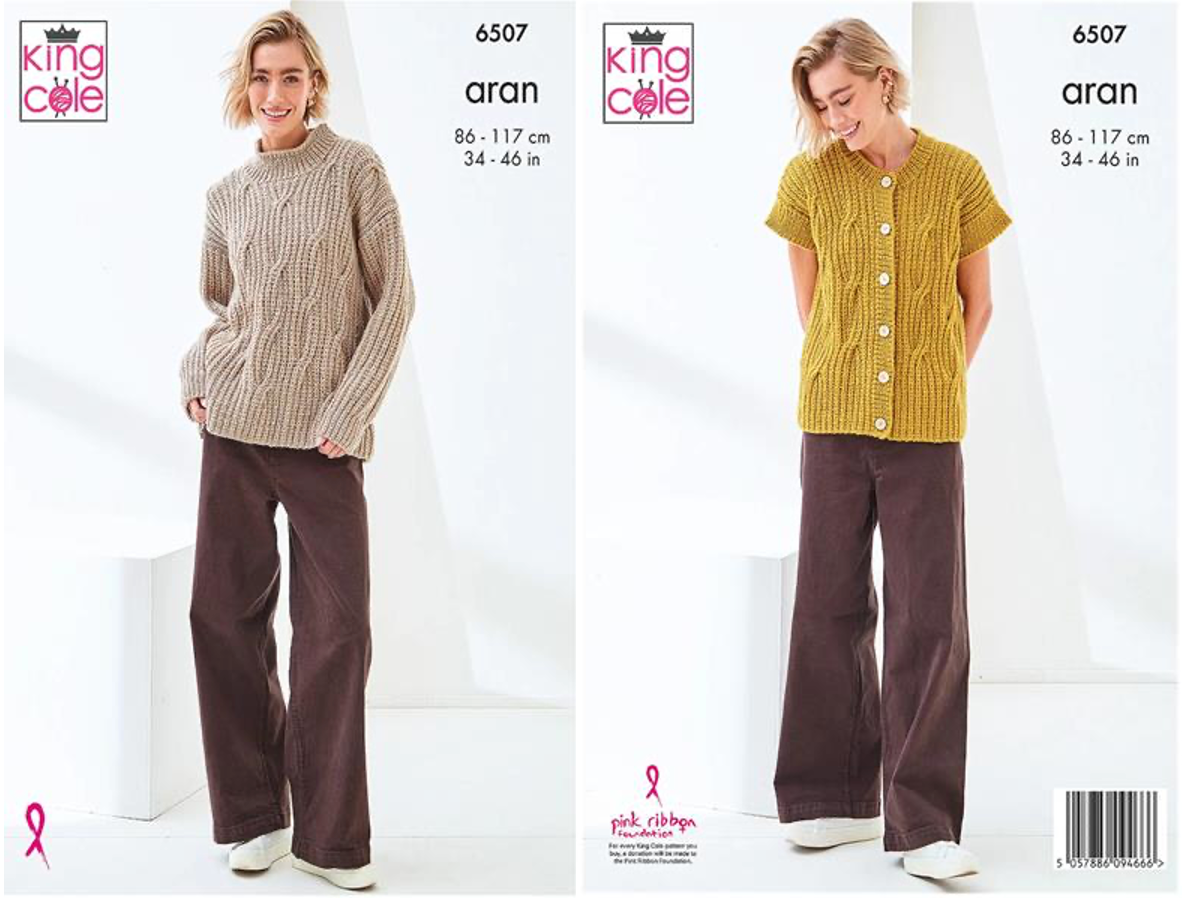 King Cole Pattern 6507 Sweater & Waistcoat in Aran