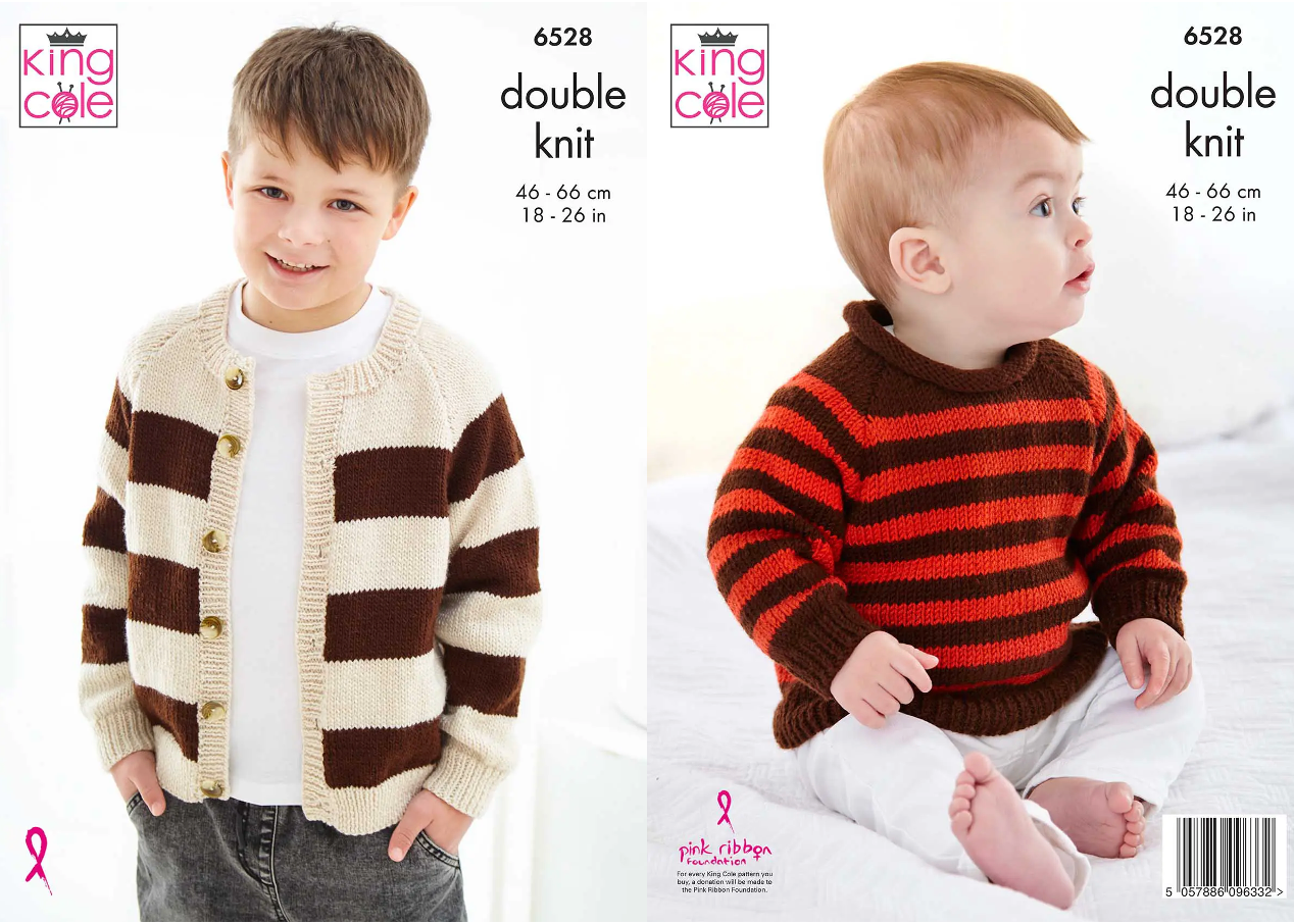 King Cole Pattern 6528 Sweater and Cardigan knitted in Cherished DK