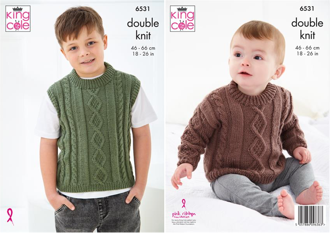 King Cole Pattern 6531 Sweater and Slipover in Comfort Baby dk