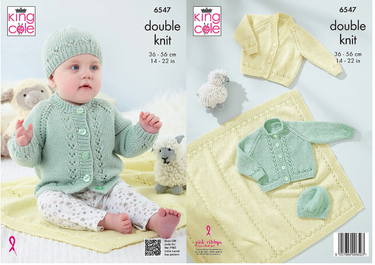 King Cole Pattern 6547 Cardigans, Blanket and Hat knitted in DK