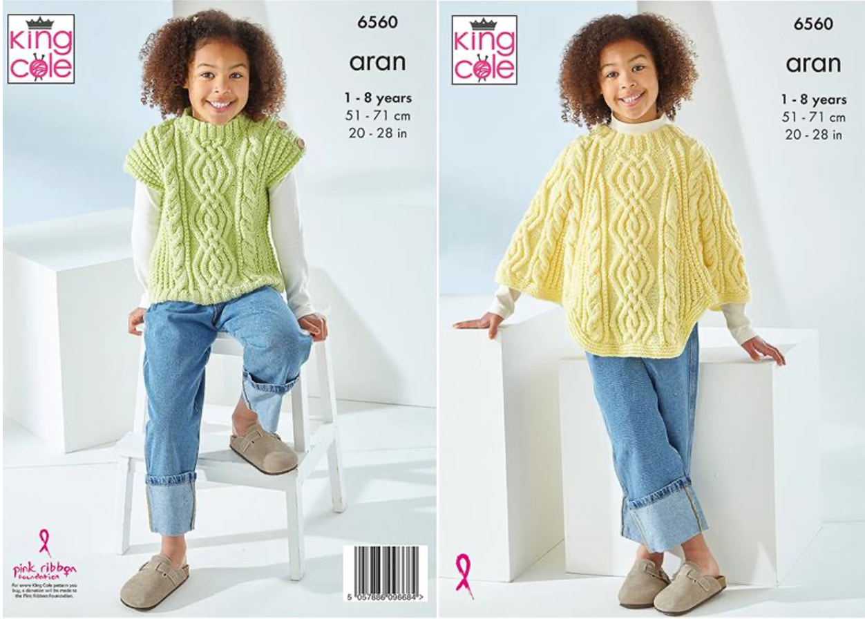 King Cole Pattern 6560 Poncho and Tabard in Aran