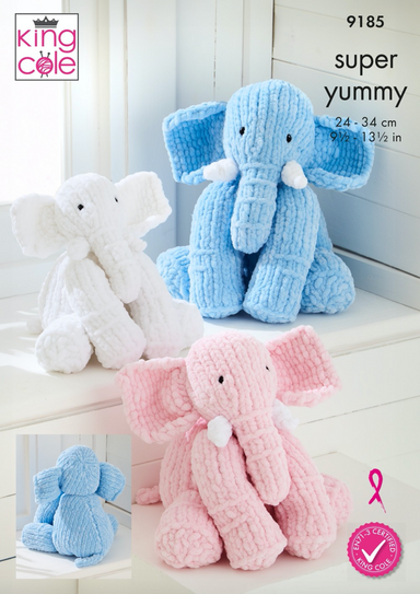 King Cole Pattern 9185 Elephant Toys in Super Yummy