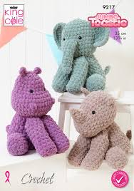King Cole Pattern 9217 Knitted Whale, Shark & Turtle Toys in Jumbo Toastie