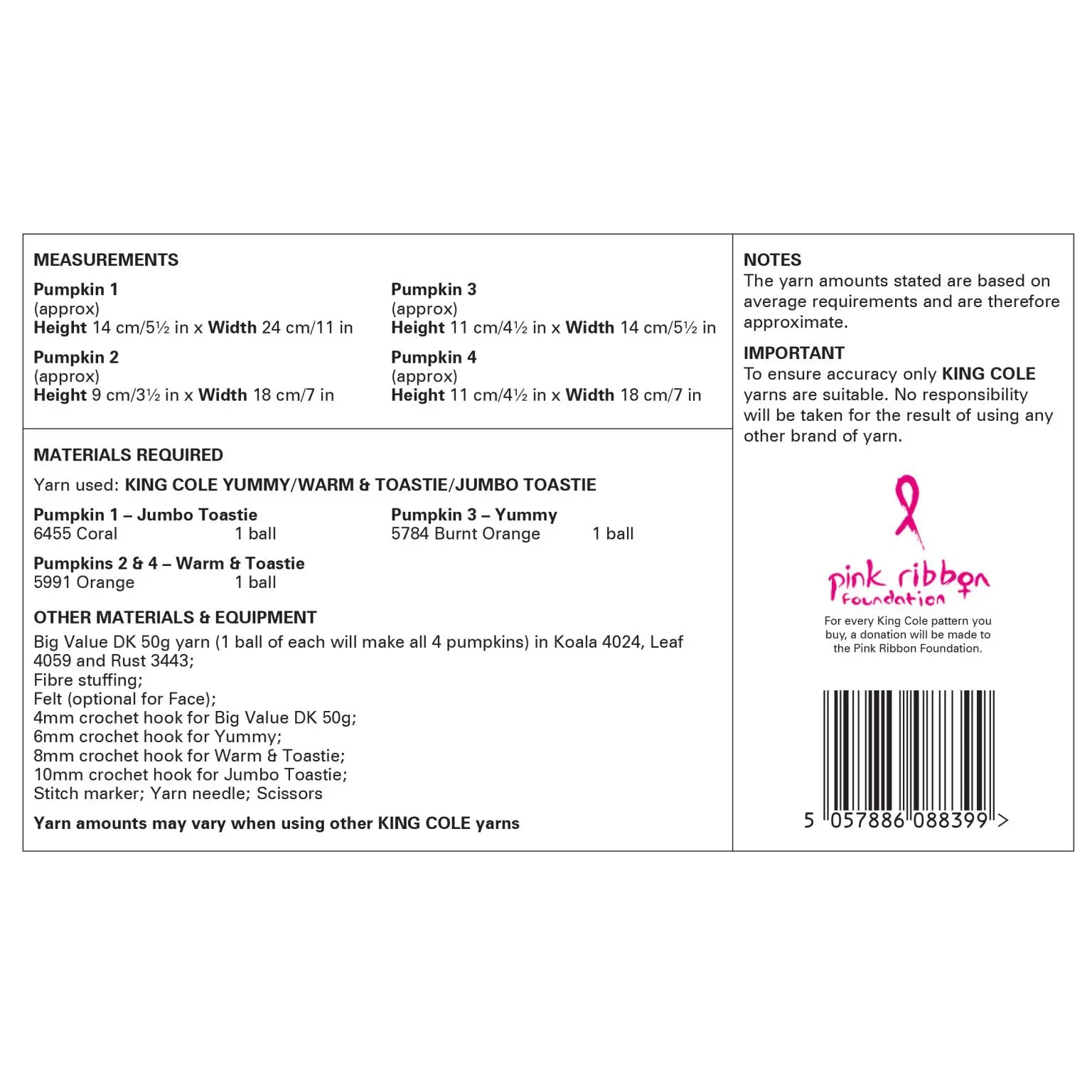 King Cole Pattern 9219 Pumpkins crocheted in Jumbo Toastie, Warm & Toastie and Yummy