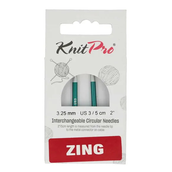 Knit Pro Zing Interchangeable Needle Tips - 5cm Long
