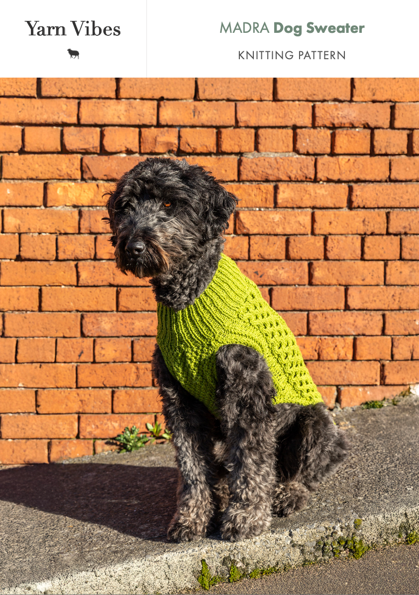 Yarn Vibes - Madra Dog Sweater Aran Knitting Pattern Booklet