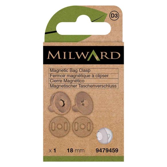 Milward Magnetic Bag Clasp - 18mm Silver