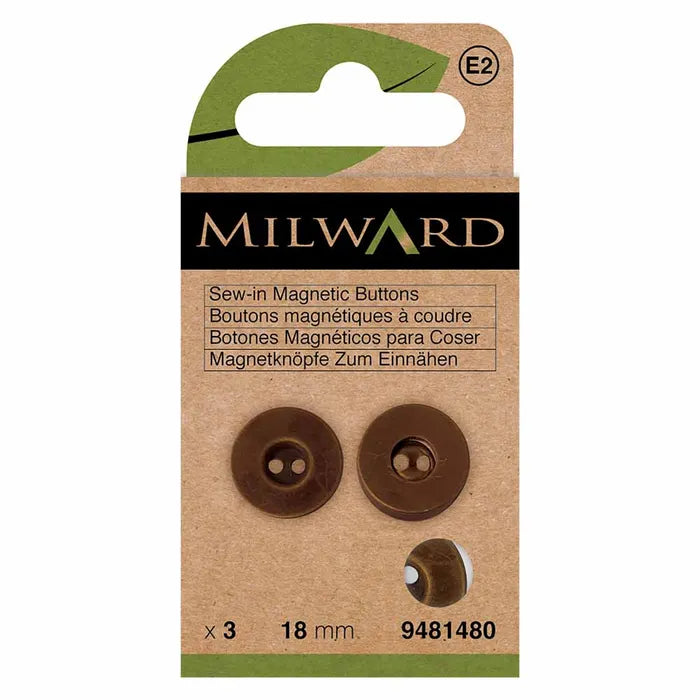 Milward Sew-in magnetic button 18mm brass