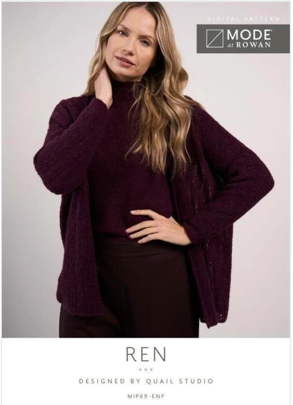 MODE at Rowan Pattern MIP69 - Ren Cardigan in Alpaca Haze by Quail Studio