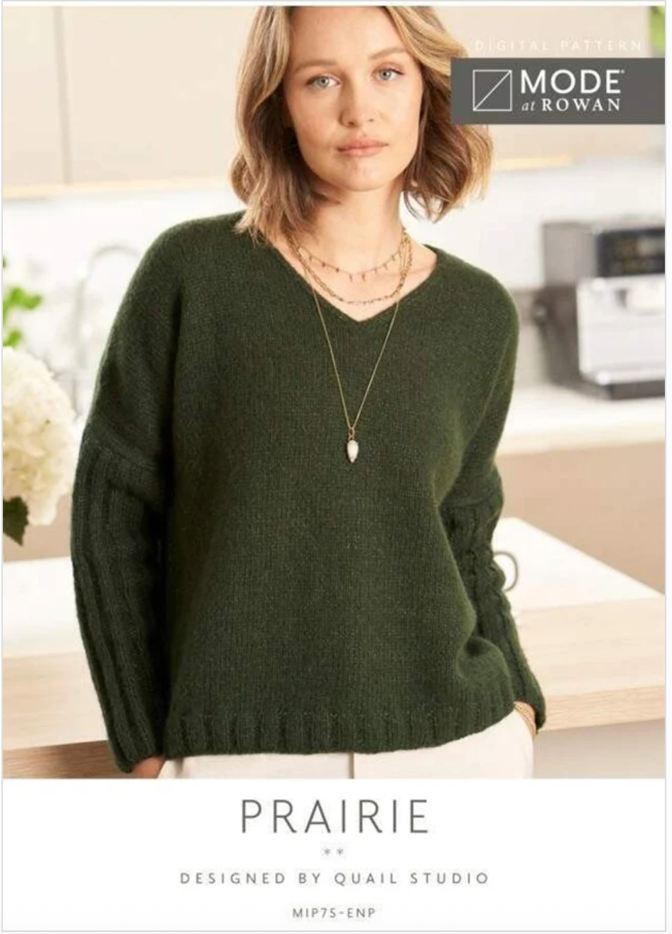 MODE at Rowan Pattern MIP75 - Prairie Sweater in Alpaca Cotton by Quail Studio