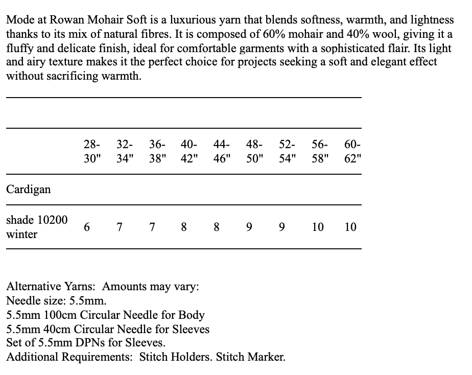 MODE at Soft Pattern MIP92 - Amalfi Cardigan in Rowan Mohair by Quail Studio