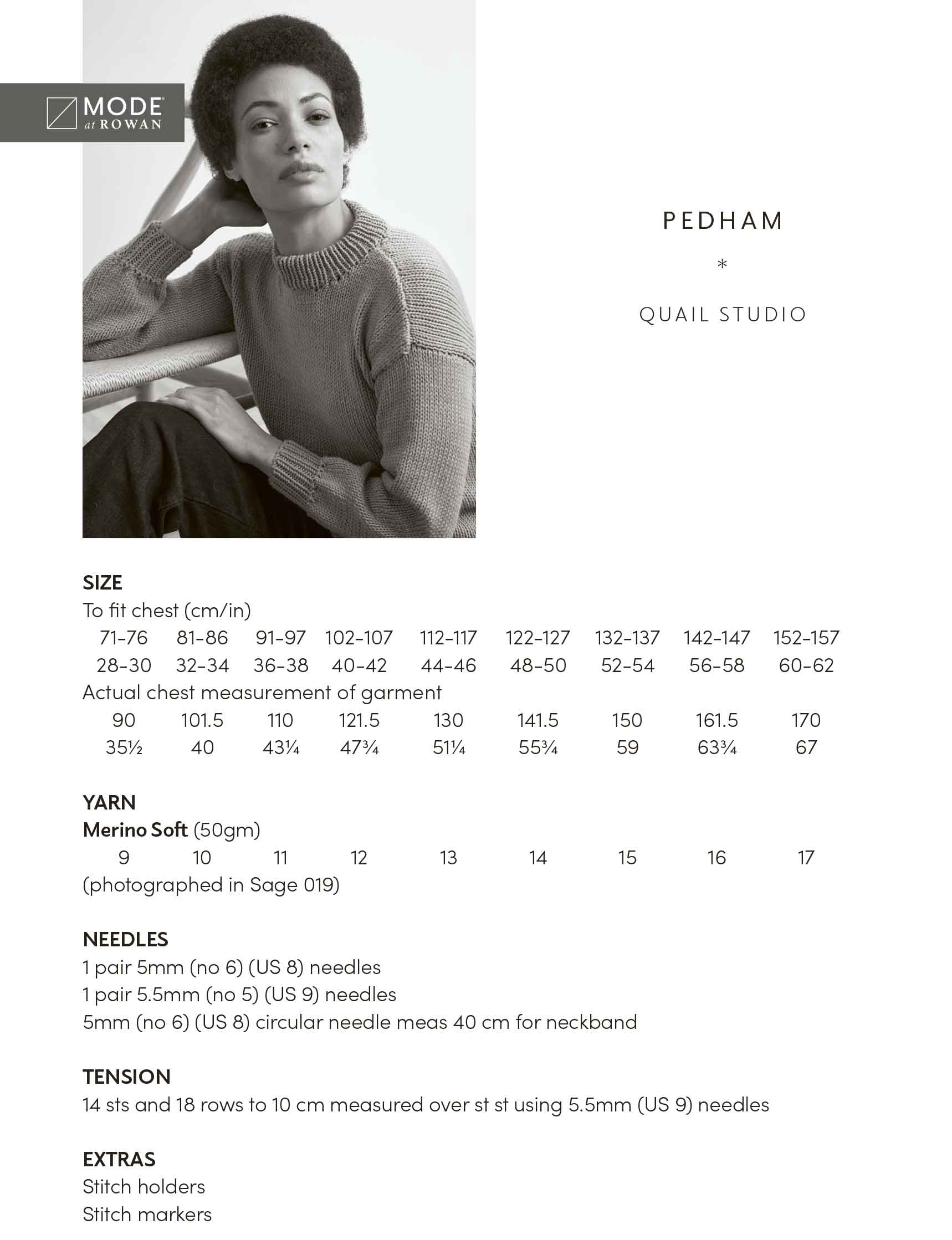 Mode at Rowan Merino Soft Pattern MIP41 - Pedham Sweater by Quail Studio