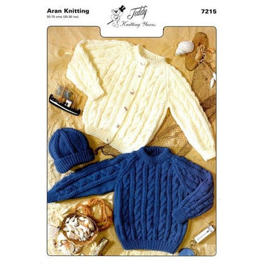 Peter Gregory Pattern 7215 Aran Cardigan, Sweater & Hat