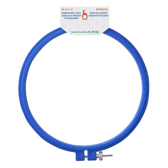Pony Embroidery hoop 15cm plastic blue