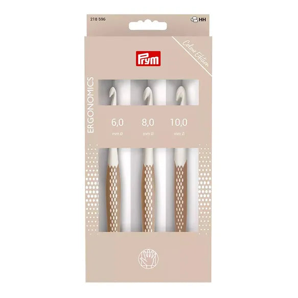 Prym Ergonomics Wool Crochet Hook Set Taupe - 6-10mm