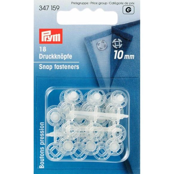 Prym Sew on Snap Fasteners - Transparent 10mm