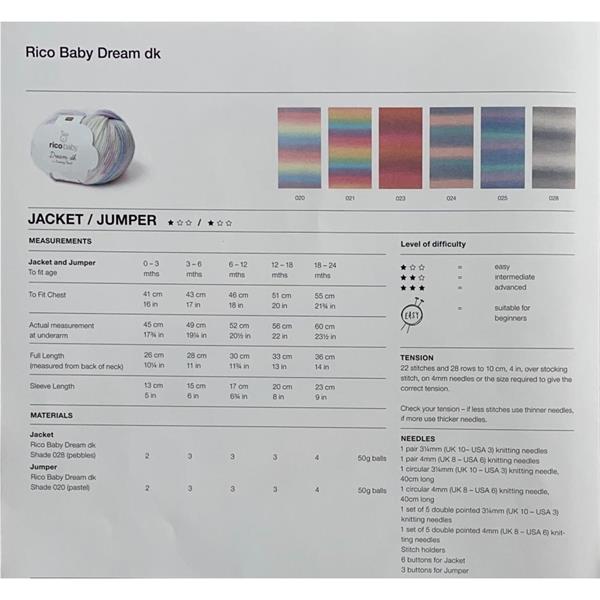 Rico Pattern 1242 Jumper & Cardigan in Baby Dream DK
