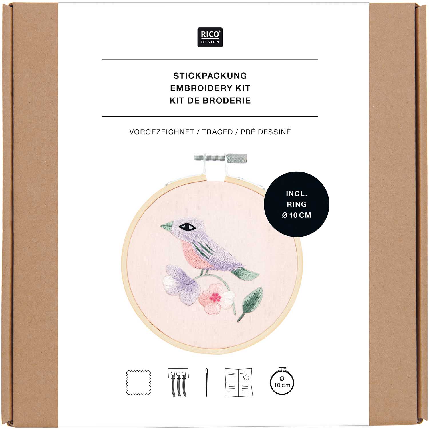 Rico Embroidery Kit, Traced, Bird