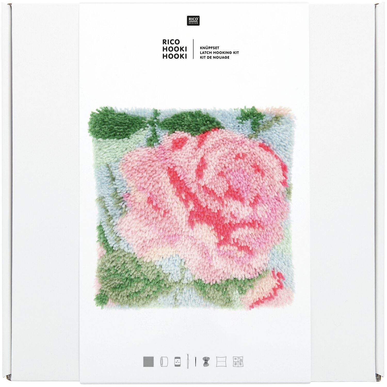 Rico Hooki Hooki Latch Hooking Kit, 'Rose Cushion'