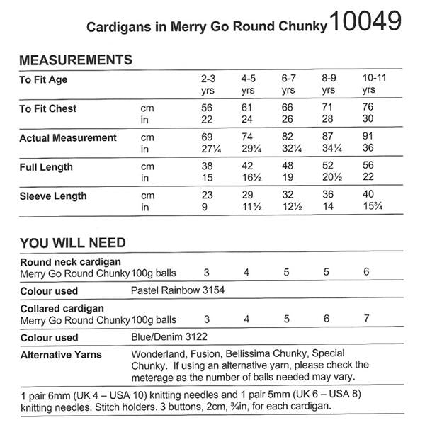 Stylecraft Pattern 10049 Cardigans in Merry Go Round Chunky