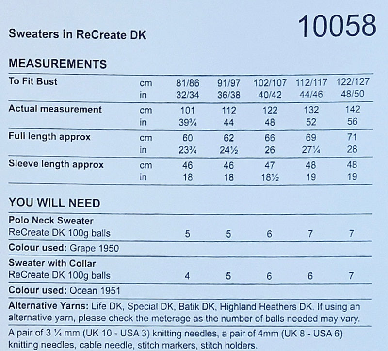 Stylecraft Pattern 10058 Jumpers in Recreate DK