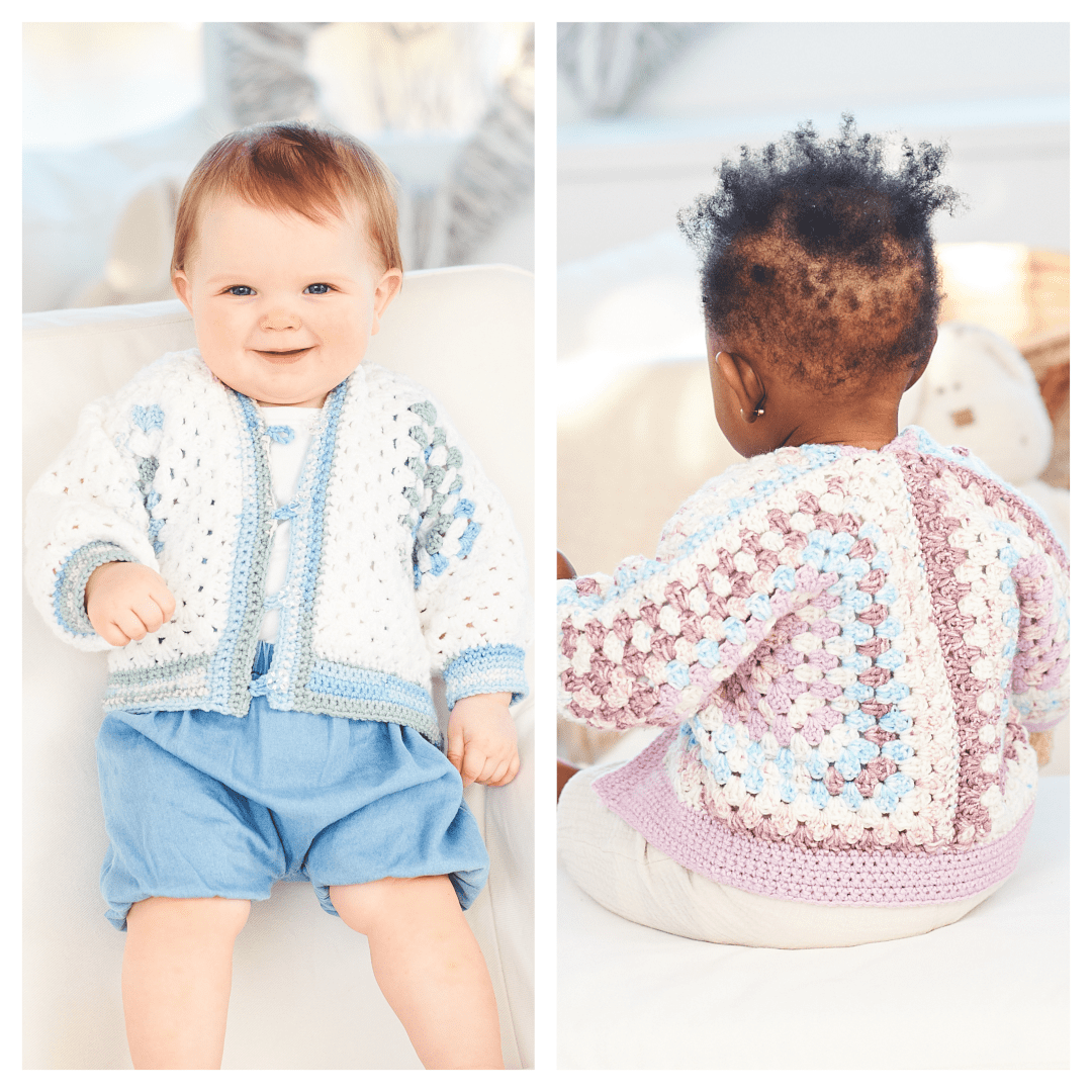 Stylecraft Pattern 10067 Crochet Cardigans in Bambino Prints DK & Bambino DK