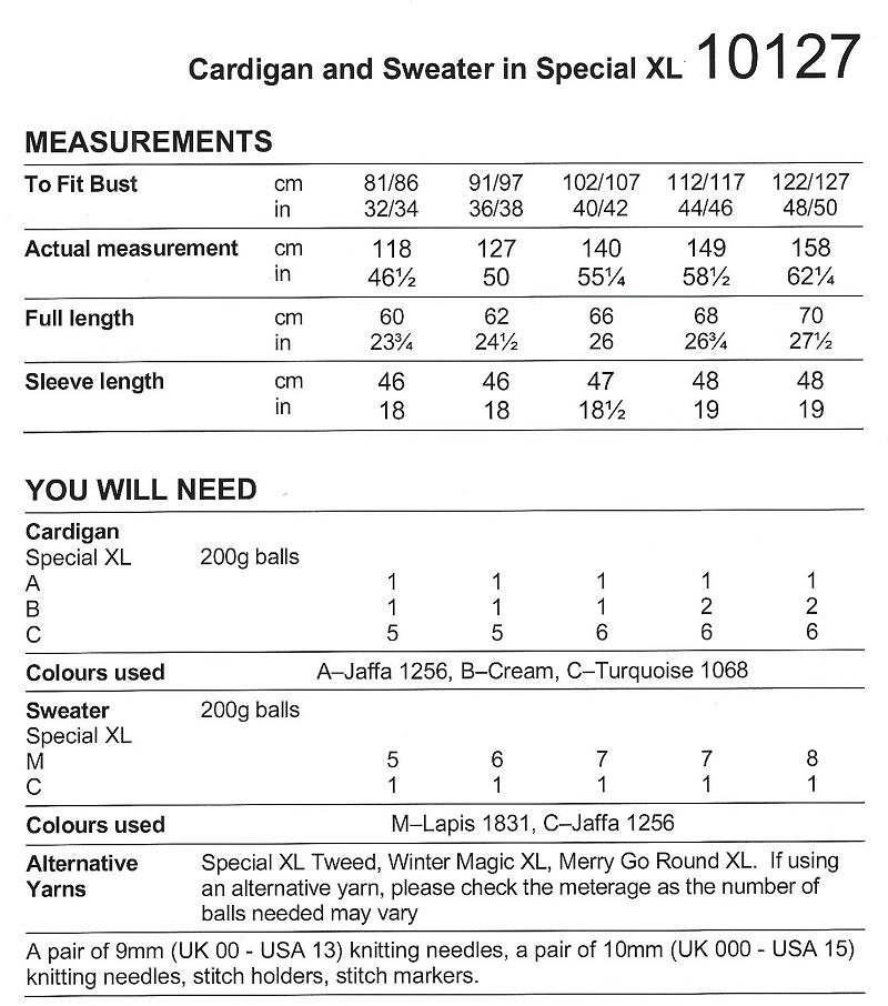 Stylecraft Pattern 10127 Cardigan and Sweater in Special XL Super Chunky Pattern