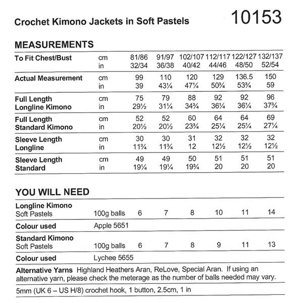 Stylecraft Pattern 10153 Crochet Cardigans in Soft Pastels Cotton Blend Aran