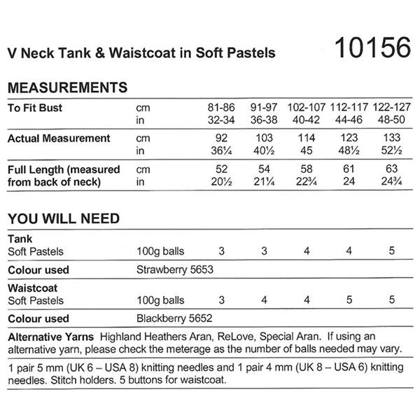 Stylecraft Pattern 10156 Tank Top & Waistcoat in Soft Pastels Cotton Blend Aran