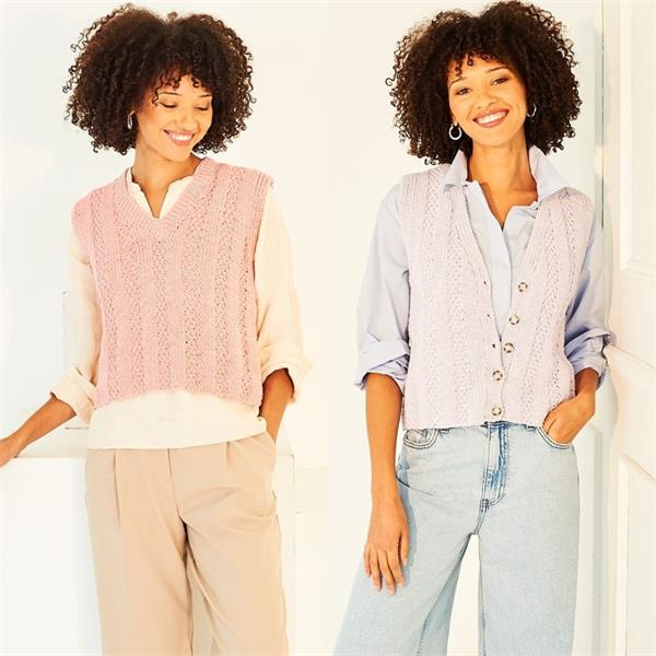 Stylecraft Pattern 10156 Tank Top & Waistcoat in Soft Pastels Cotton Blend Aran