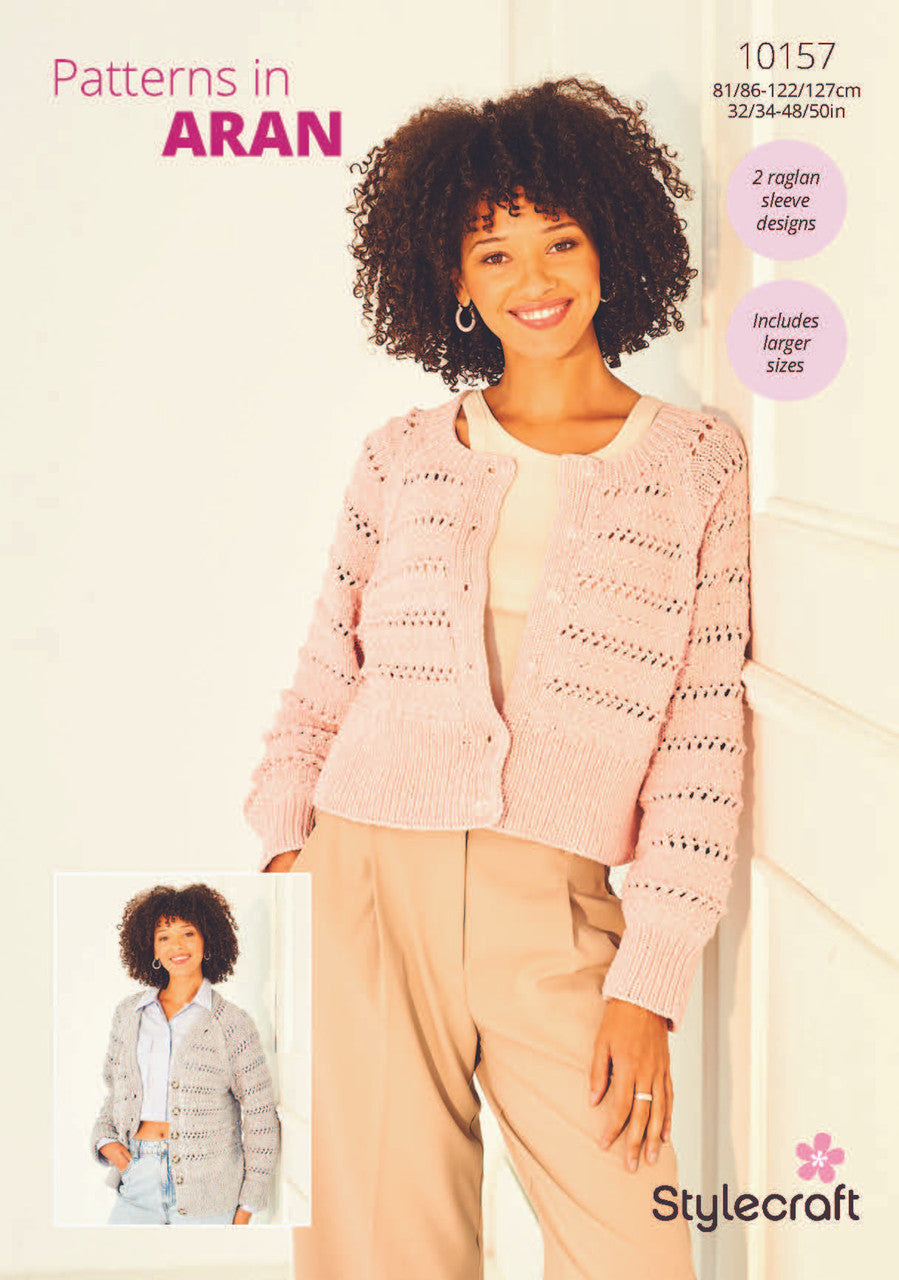 Stylecraft Pattern 10157 Cardigans in Soft Pastels Cotton Blend Aran