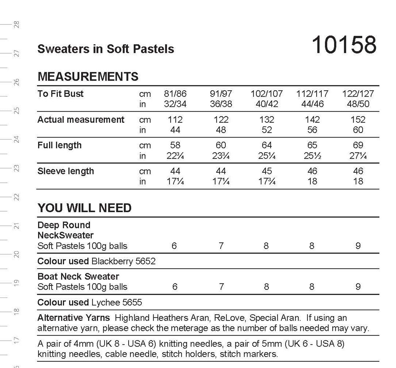 Stylecraft Pattern 10158 Sweaters in Soft Pastels Cotton Blend Aran