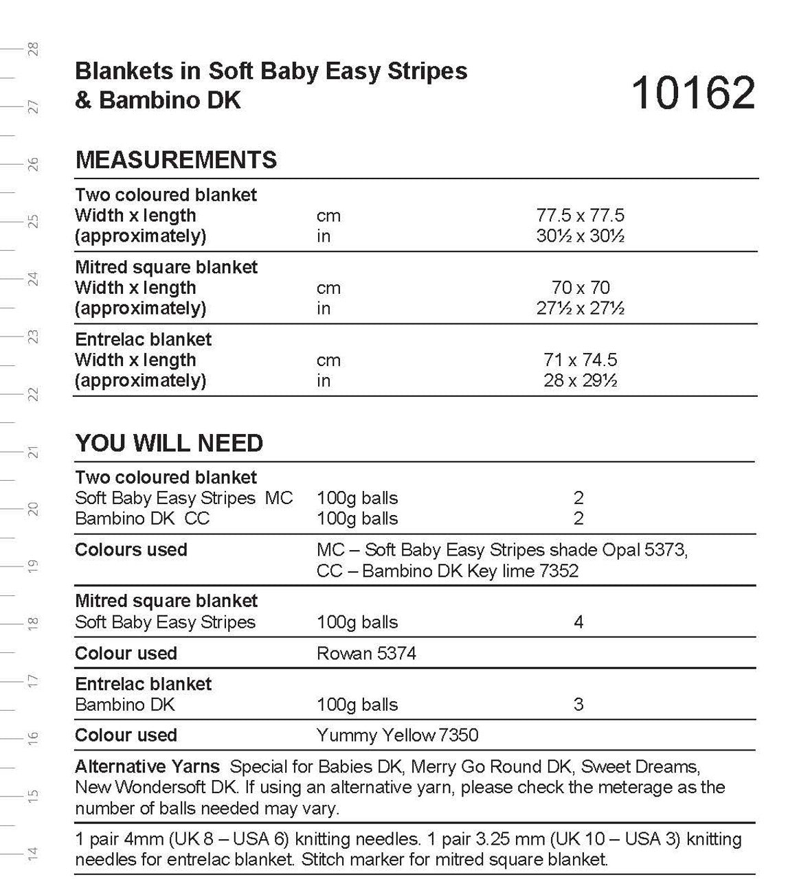 Stylecraft Pattern 10162 Blankets in Soft Stripes Baby DK
